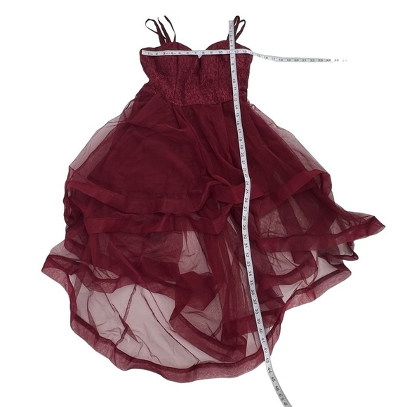 Speechless Red Lace Spaghetti Strap Tulle High Low Lined Dress Size 11 Women’s - Picture 4 of 5